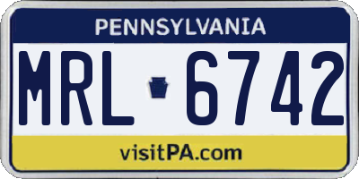 PA license plate MRL6742