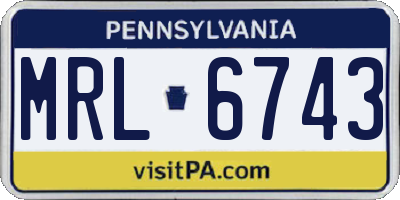 PA license plate MRL6743