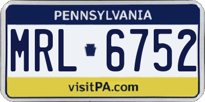 PA license plate MRL6752