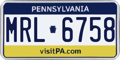 PA license plate MRL6758