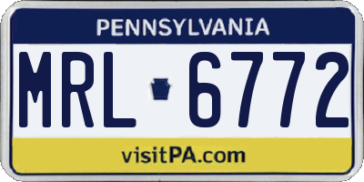 PA license plate MRL6772
