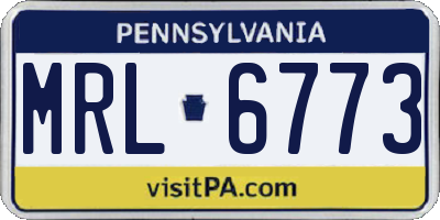 PA license plate MRL6773
