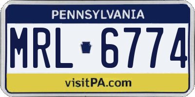 PA license plate MRL6774
