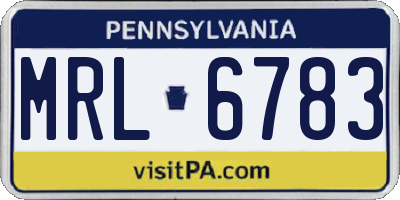 PA license plate MRL6783