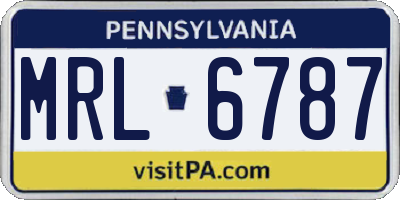 PA license plate MRL6787