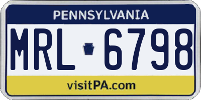 PA license plate MRL6798