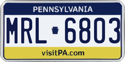 PA license plate MRL6803