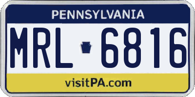 PA license plate MRL6816