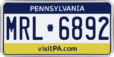 PA license plate MRL6892
