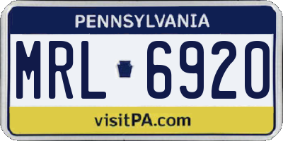PA license plate MRL6920