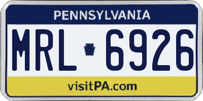 PA license plate MRL6926