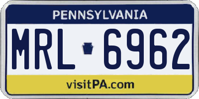 PA license plate MRL6962