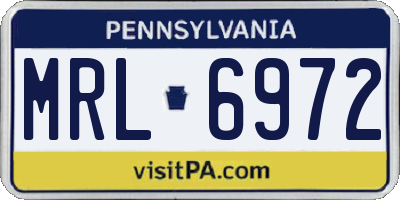PA license plate MRL6972