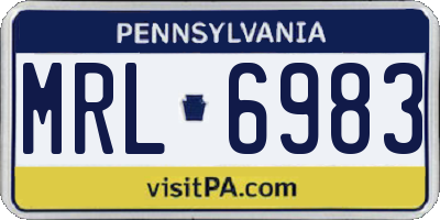 PA license plate MRL6983