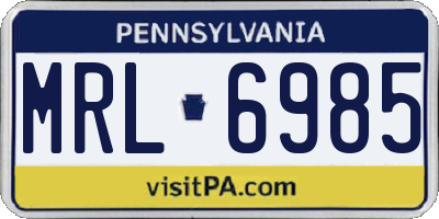 PA license plate MRL6985