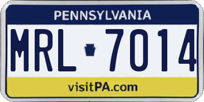 PA license plate MRL7014
