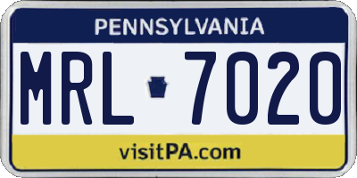 PA license plate MRL7020