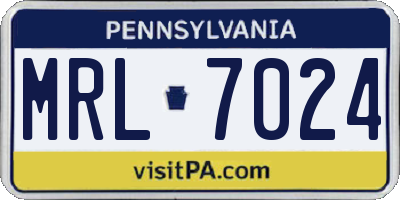 PA license plate MRL7024