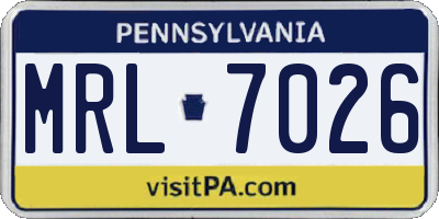 PA license plate MRL7026