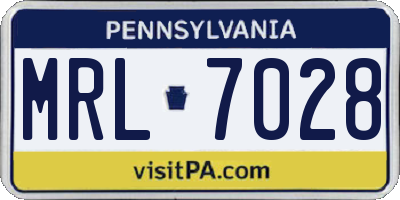 PA license plate MRL7028