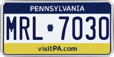 PA license plate MRL7030