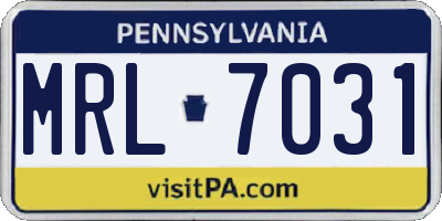 PA license plate MRL7031