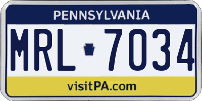 PA license plate MRL7034