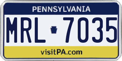 PA license plate MRL7035