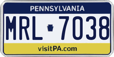 PA license plate MRL7038