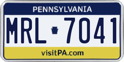PA license plate MRL7041