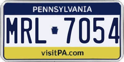 PA license plate MRL7054