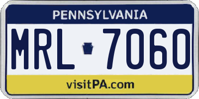 PA license plate MRL7060