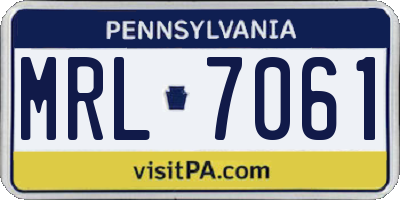 PA license plate MRL7061