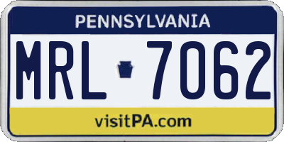 PA license plate MRL7062
