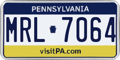 PA license plate MRL7064