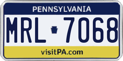 PA license plate MRL7068