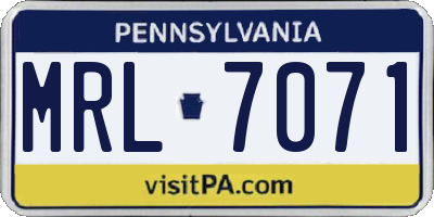 PA license plate MRL7071
