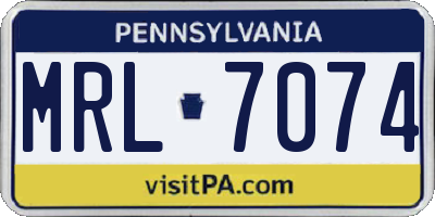 PA license plate MRL7074