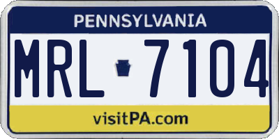 PA license plate MRL7104