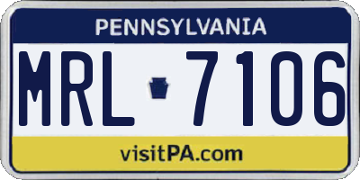 PA license plate MRL7106