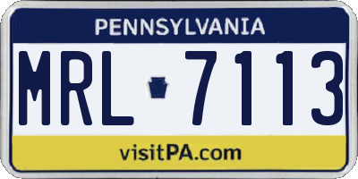 PA license plate MRL7113