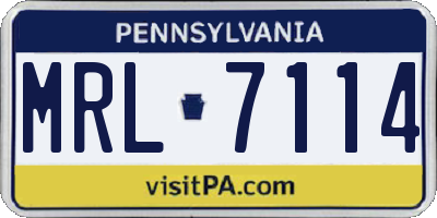 PA license plate MRL7114