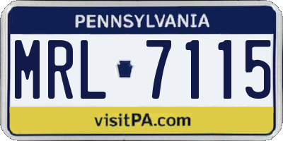 PA license plate MRL7115