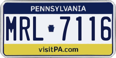 PA license plate MRL7116