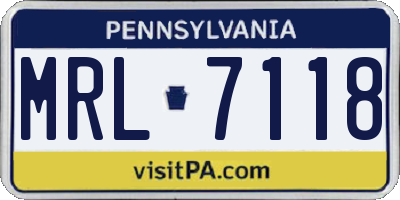 PA license plate MRL7118