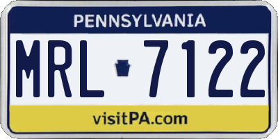 PA license plate MRL7122