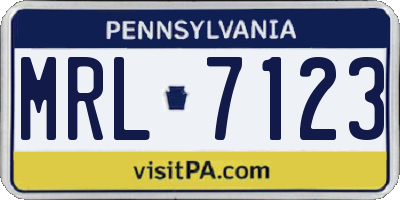 PA license plate MRL7123