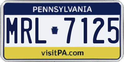PA license plate MRL7125