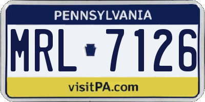 PA license plate MRL7126