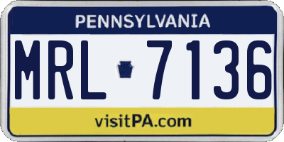 PA license plate MRL7136